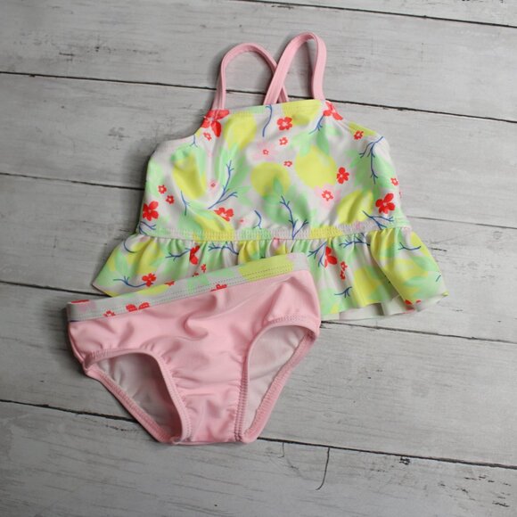 Wonder Nation Baby Girl Swimsuit Set Size 3-6 Months 2 Piece Lemons - Picture 2 of 4